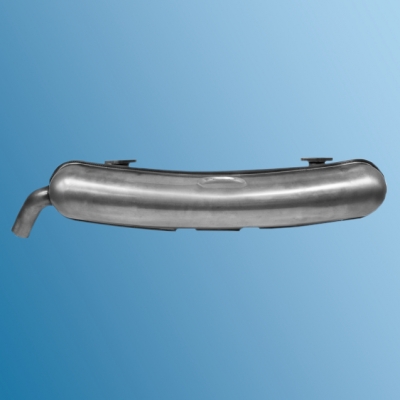 Nr.1 Exhaust silencer, stainless steel polished, SSI, 2 x input, 1 x output for Porsche 911/911S/911 Carrera, 2,7 l, 74-75