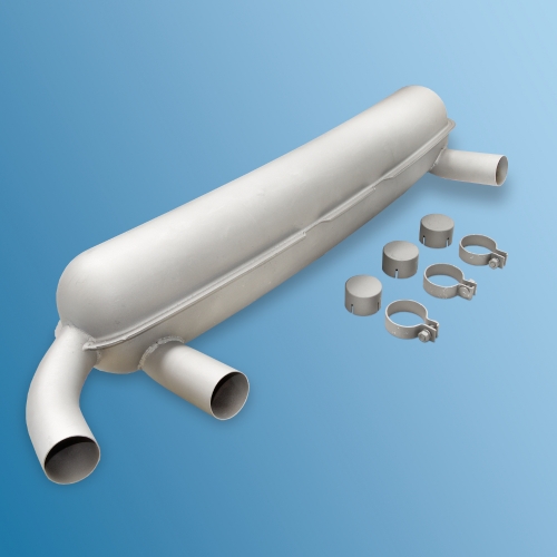 RSR Street / Racing muffler, OE tailpipe or 2 racing tailpipes, diameter 63,5mm, with Bolt-On flanges, without TÜV for Porsche 911, 65-89