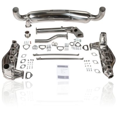No.1e Complete set, exhaust system, stainless steel polished, tailpipe, diameter 84mm for Porsche 911, 74-83