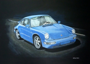 Porsche 964 Blau - Hochwertiger Plakatdruck