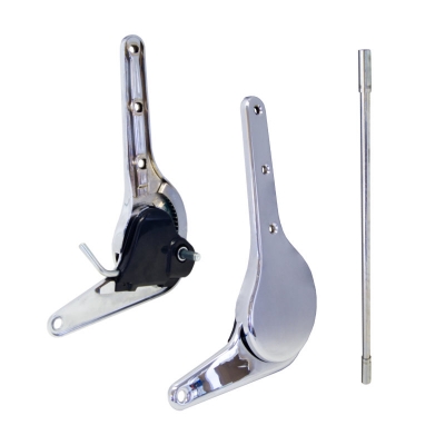 Reclining seat fitting, right, complete, chrome, for Porsche 911/912, Bj.65-68          90152100826, 90152100824, 90152100825