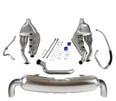 Nr.1h Sportauspuffset für Porsche 911, 3,2L, Bj.83-89, mit zwei Ø84mm Endrohren, komplett einbaufertig, ohne Veränderung der Motorabdeckblende