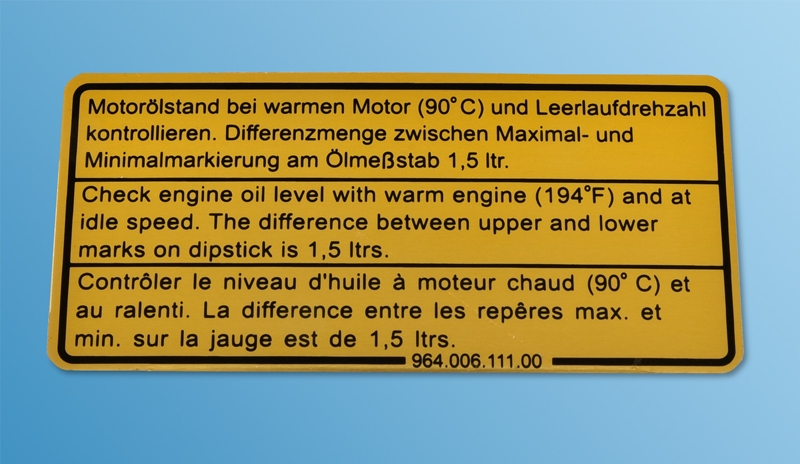sticker engine-oil level for Porsche 964  96400611100