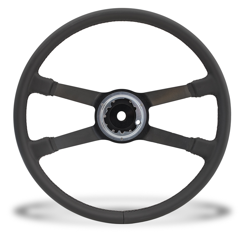 Leather - steering wheel, black restored in exchange, Ø 400 mm, for Porsche 914  91434708110