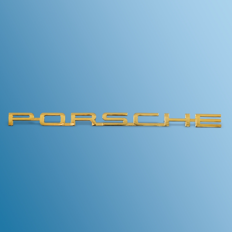 logo 'Porsche', gold plated, 200 mm, for Porsche 356 B-T6 and 356C  64455930106