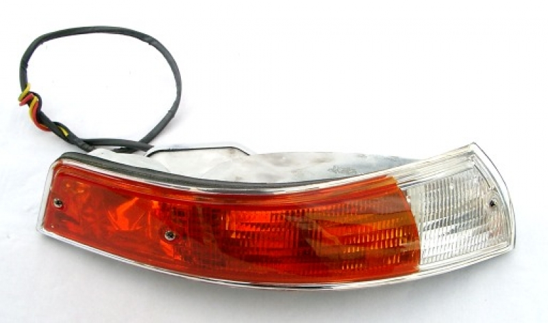 Blinkleuchte links, Gehäuse Metall, Glas EU, Rand silber für Porsche 911/912    90163140103
