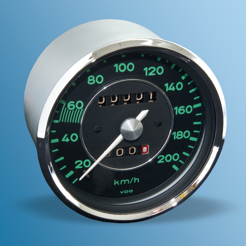 speedometer, for Porsche 356 BT6 + C, 62-65, lateral shaft, 200 km/h, New in Exchange, deposit 297,50 Euro (incl. VAT.)  64474110103