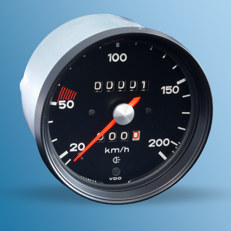 Speedometer for Porsche 912, mechanically, 68-73, 200 km/h, b/w, new in exchange, deposit 297,50 Euro (incl. VAT)  90274110204