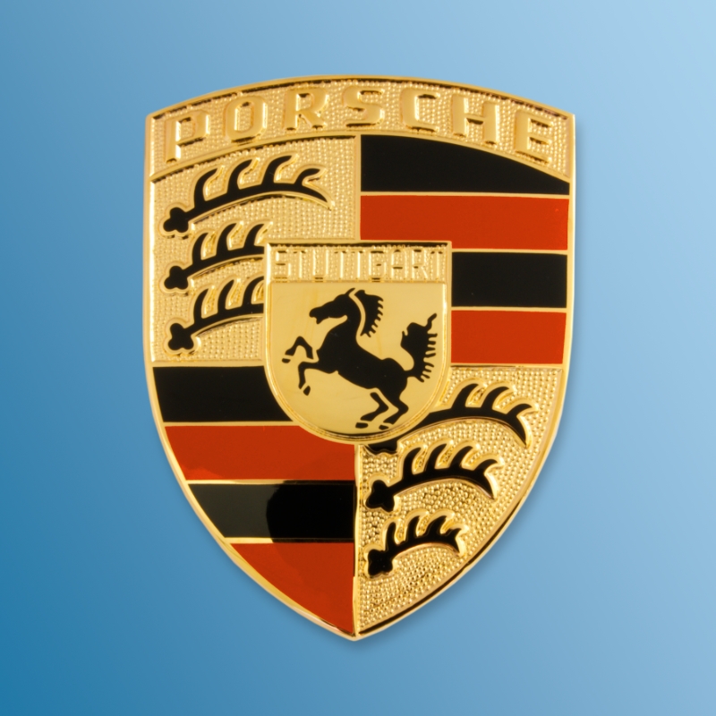 Lid emblem, orange, for Porsche 911/912, 65-68 / 914         90155921020