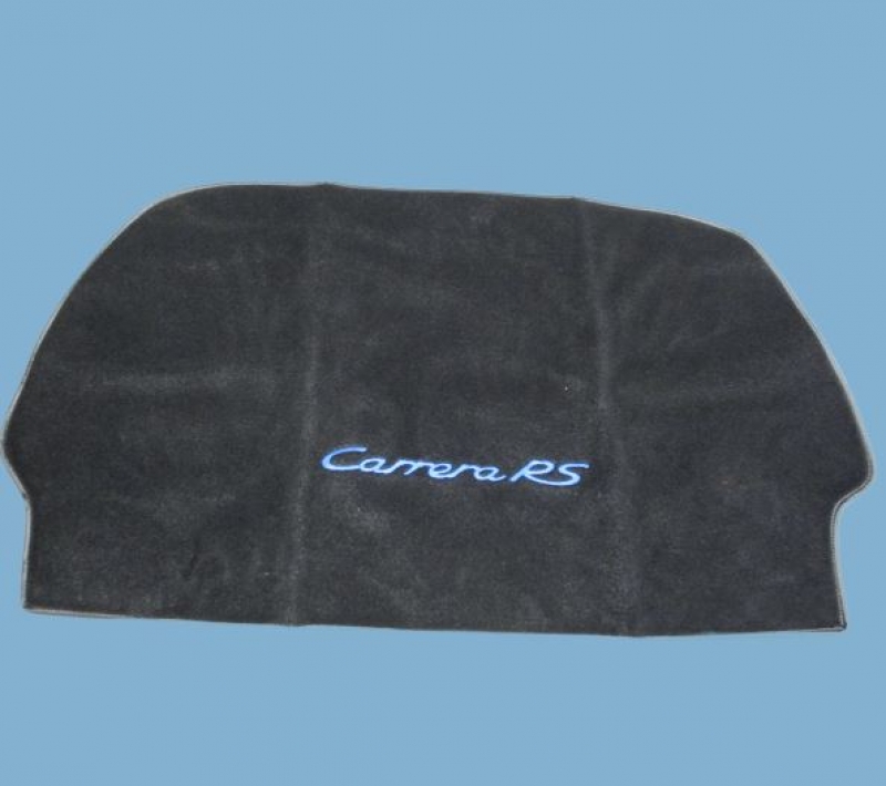 carpet parcel shelf for Porsche 911RS, original material, black, maritime blue lettering