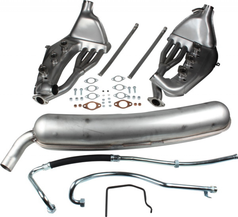 complete set, exhaust system, stainless steel polished, SSI, tailpipe 60mm for Porsche 911, 65-83  ECK 2-92.289SSI,1620000810,92.289SSI
