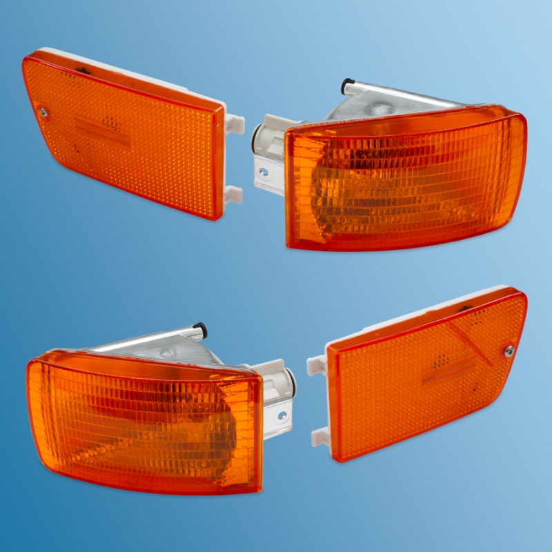 turn signal kit orange, 4-part for Porsche 964 USA version, not for the EU market (without StVZO approval for the EU market)  ECK 9022O,96463140501,96463140601,96463141100,96463141200