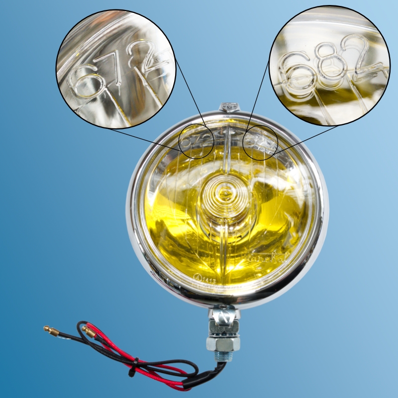 Marchal additional lights, yellow, No.672 - 682, for Porsche 356 A/B/C          ECK 9043/1,672 - 682,672-682