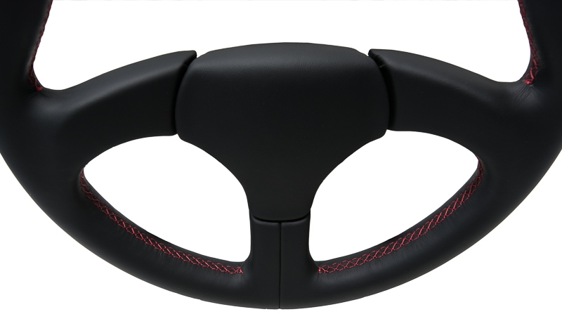 Sport Steering Wheel Race, black leather smooth, incl. Colored seams and indicator strip for Porsche 911, diameter 360mm, 74-89  ECK 4003/7