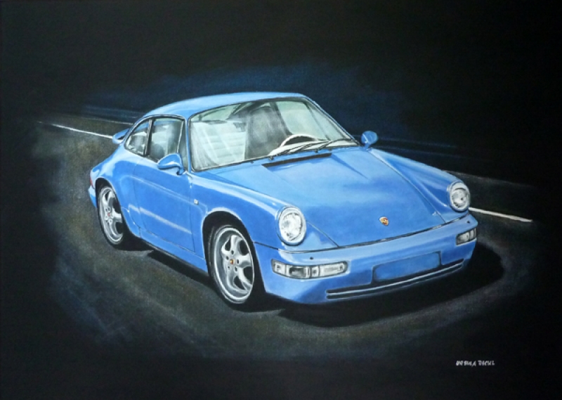 Porsche 964 blue  - high quality print